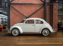 White VW Beetle side profile build with Eastern Automotive rack inspiration