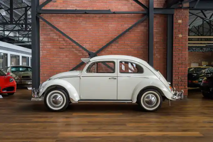 White VW Beetle side profile build with Eastern Automotive rack inspiration