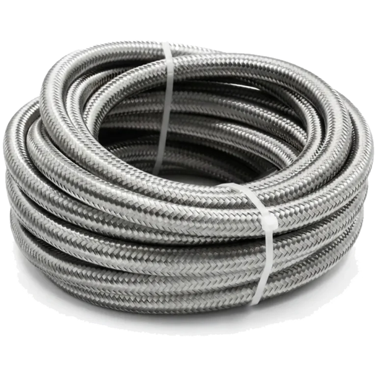 Braided fuel line hose on a clean transparent background